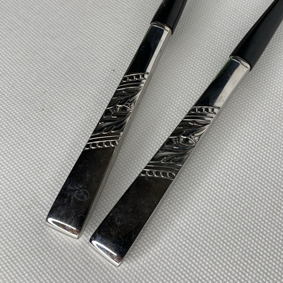 Vintage Oneida CATALINA stainless steel and black plastic handled salad servers - Picture 3 of 7
